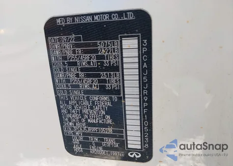 2023 Infiniti Qx55 Luxe Awd z USA, uszkodzony, nr VIN 3PCAJ5JR9PF105238